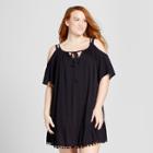 Cover 2 Cover Women's Plus Size Cold Shoulder Cover Up Dress - Black