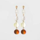 Irregular Simulated Pearl And Round Bead Drop Earrings - A New Day ,