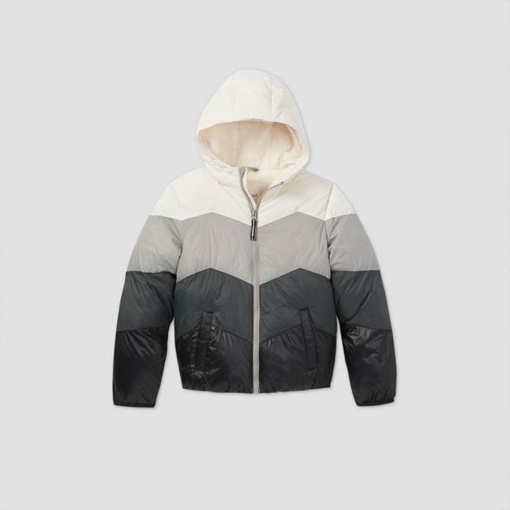 Kids' Colorblock Chevron Puffer Jacket - Cat & Jack Gray