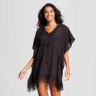 Cover 2 Cover Women's Fringe Poncho Cover Up Dress - Black