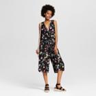 Women's Floral Print Wrap Front Jumpsuit - Lily Star (juniors') Black