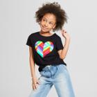 Girls' Short Sleeve Heart Graphic T-shirt - Cat & Jack Black