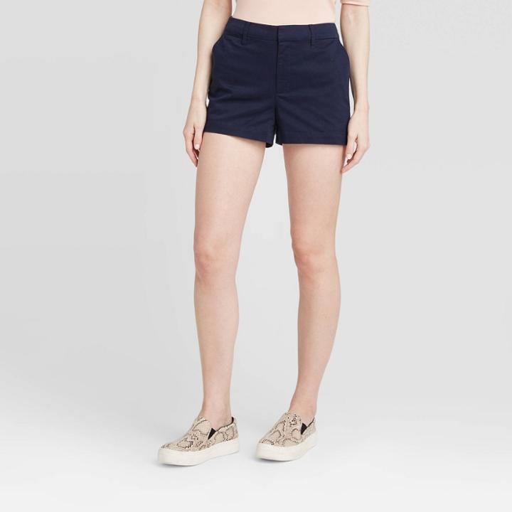 Women's High-rise Regular Fit 3 Chino Shorts - A New Day Navy 0, Women's, Blue