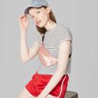 Women's Striped Short Sleeve Boxy Cropped T-shirt - Wild Fable White/black
