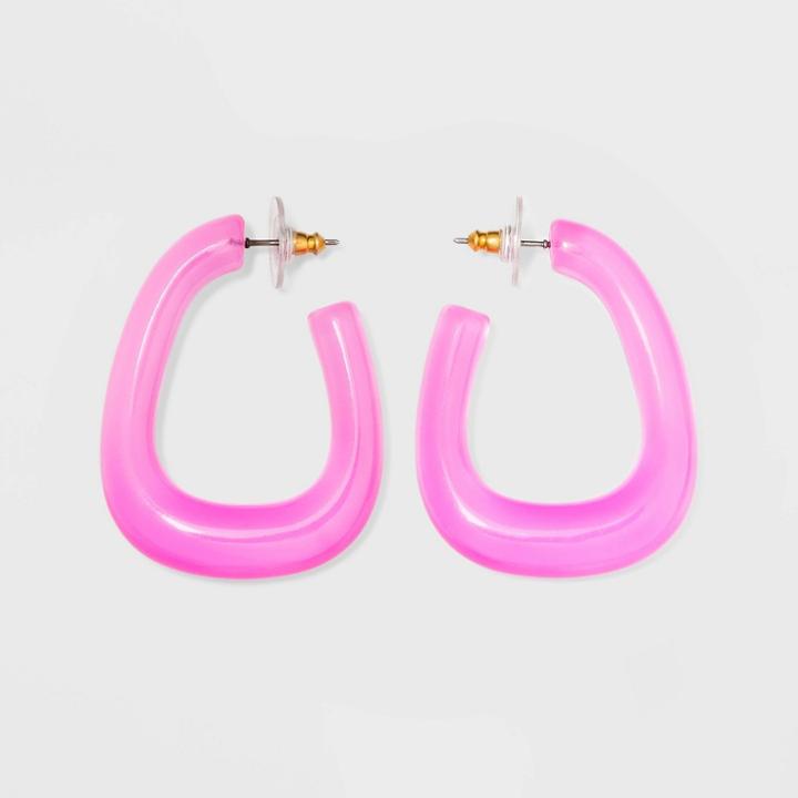 Sugarfix By Baublebar Modern Clear Acrylic Hoop Earrings - Pink, Girl's