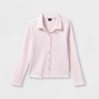 Girls' Button-font Long Sleeve Polo T-shirt - Art Class