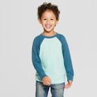 Toddler Boys' Thermal Raglan Long Sleeve T-shirt - Cat & Jack Green 12m, Boy's, Blue