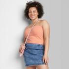 Women's Plus Size Slim Fit Cropped Tube Top - Wild Fable Coral Striped 1x, Pink