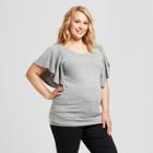 Maternity Plus Size Flutter Short Sleeve Knit Top - Isabel Maternity By Ingrid & Isabel Railroad Gray 1x, Infant Girl's