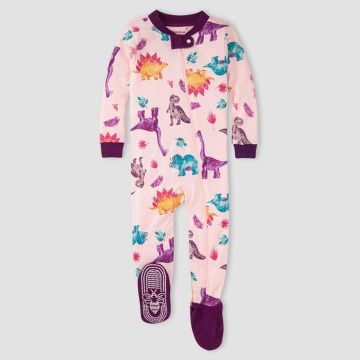 Burt's Bees Baby Baby Girls' Dino Friends Sugar Plum Organic Cotton Footed Pajama - Purple