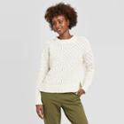 Women's Crewneck Textured Pullover Sweater - A New Day Cream Xs, Women's, Ivory