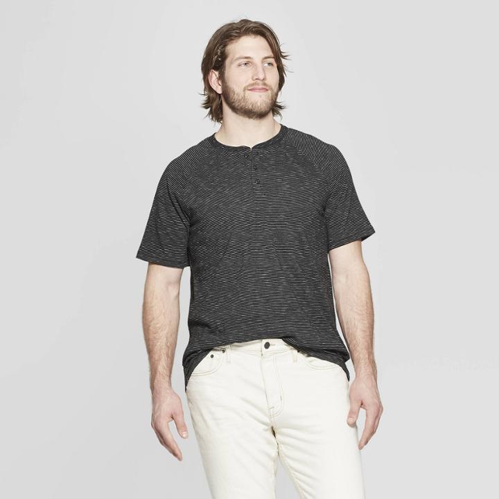 Men's Big & Tall Regular Fit Short Sleeve Henley Shirt - Goodfellow & Co Deep Charcoal