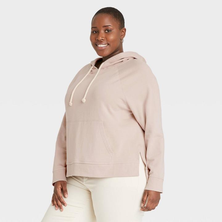 Women's Plus Size Hooded Sweatshirt - Universal Thread Tan