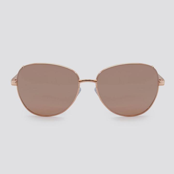 Women's Round Metal Sunglasses - A New Day Rose Gold, Women's, Size: Small, Gold/grey/pink