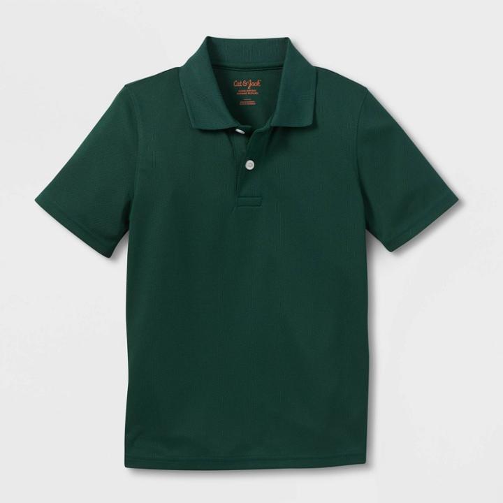Kids' Short Sleeve Performance Uniform Polo Shirt - Cat & Jack Dark Green