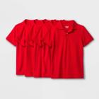 Boys' 5pk Short Sleeve Pique Uniform Polo Shirt - Cat & Jack Red Pop