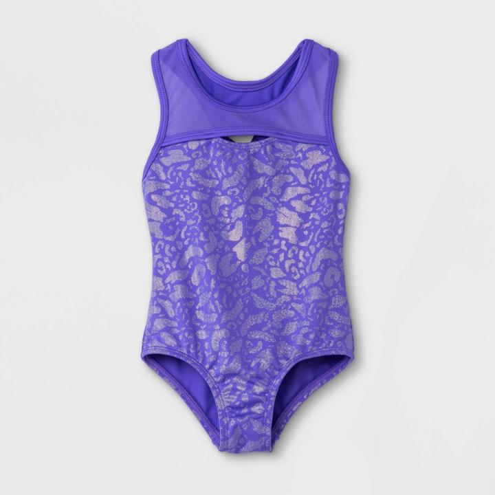 Girls' Animal Print Gymnastics Leotard - Cat & Jack Purple