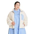 Women's Plus Size Gingham Pocket Sherpa Jacket - Sandy Liang X Target Cream