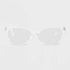 Women's Crystal Plastic Cateye Blue Light Filtering Glasses - Universal Thread Clear