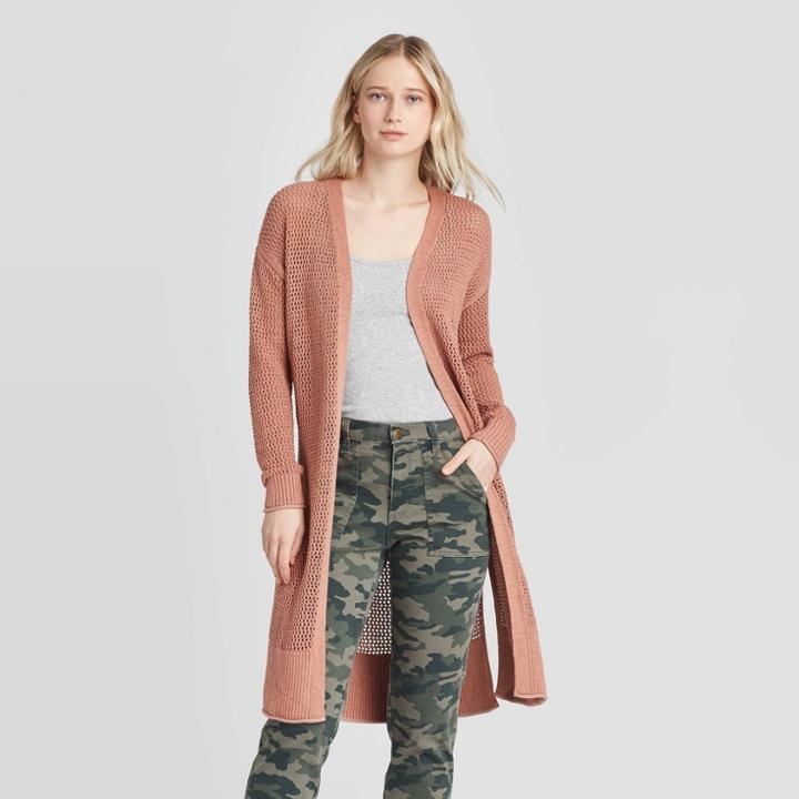 Women's Open Stitch Cardigan - Universal Thread Brown