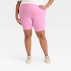 Women's Plus Size High-waisted Bike Shorts - Ava & Viv Pink X
