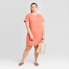 Women's Plus Size Short Sleeve T-shirt Dress - Universal Thread Orange 1x, Women's,