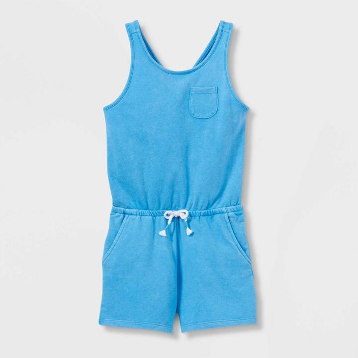 Girls' Sleeveless Knit Romper - Cat & Jack Bright Blue