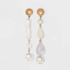 Pearl Bead Linear Drop Earrings - A New Day Iridescent, White