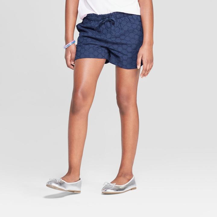 Girls' Eyelet Shorts - Cat & Jack Navy (blue)