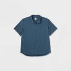 Men's Big & Tall Short Sleeve Adaptive Button-down Shirt - Goodfellow & Co Dark Blue