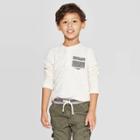 Toddler Boys' Specialty Double Knit Henley Long Sleeve T-shirt - Cat & Jack Cream 2t, Boy's, White