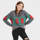 Iml Women's Be Kind Holiday Graphic Pullover Sweater - Charcoal Gray