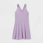 Girls' Cinch Front Ruffle Strap Tank Dress - Art Class Violet