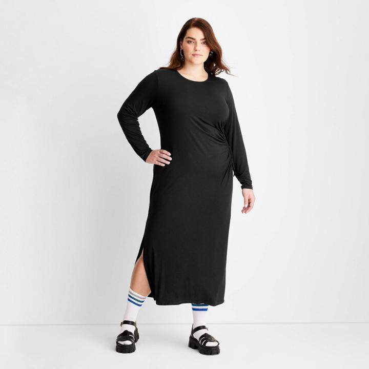 Women's Long Sleeve Side Cut Out Knit Midi Dress - Future Collective With Gabriella Karefa-johnson Black
