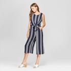 Target Women's Striped Print Sleeveless Tie Front Jumpsuit - Lux Ii - Navy/white