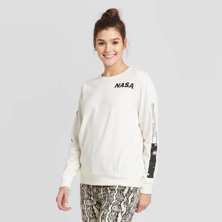 Women's Nasa Sweatshirt (juniors') - Ivory Xs, Adult Unisex, Beige