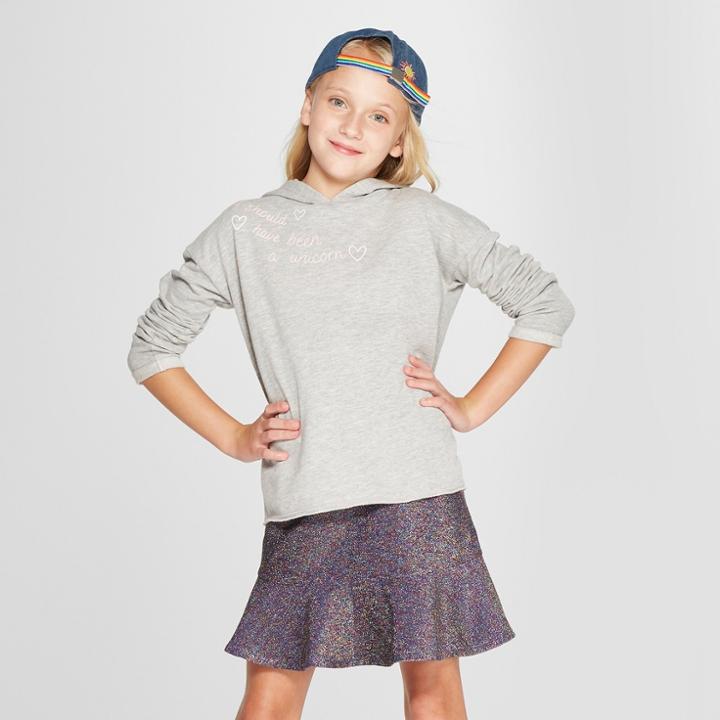 Grayson Social Girls' 'should Have Been A Unicorn' Hoodie - Gray