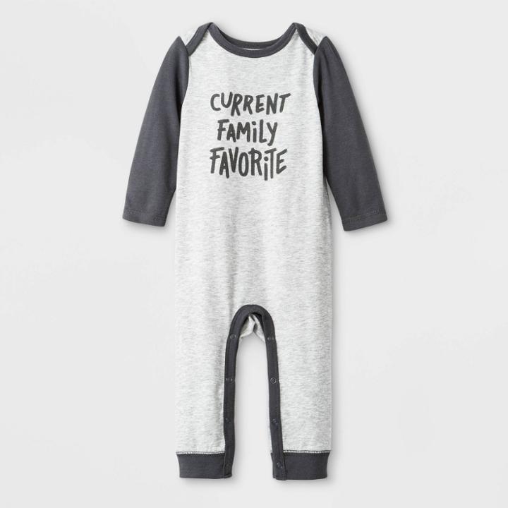 Baby Boys' Graphic Lap Shoulder Romper - Cat & Jack Gray Newborn, Boy's
