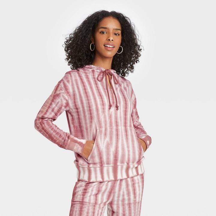 Women's Tie-dye Hooded Sweatshirt - Knox Rose Burgundy