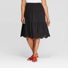 Women's Plus Size Eyelet Skirt - Ava & Viv Black