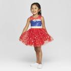 Toddler Girls' Captain Marvel Cosplay Tutu Dress - Red/navy