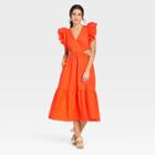 Women's Flutter Sleeveless Cut Out Dress - A New Day Orange