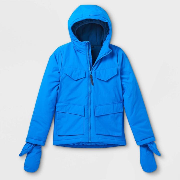 Boys' Winter Jacket With Mitten - All In Motion Blue