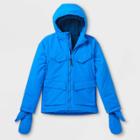 Boys' Winter Jacket With Mitten - All In Motion Blue