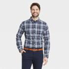 Men's Plaid Slim Fit Stretch Poplin Long Sleeve Button-down Shirt - Goodfellow & Co