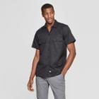 Dickies Men's Slim Fit Short Sleeve Button-down Shirt - Black