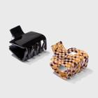 Multi Rectangular Check And Solid Claw Clip Set 2pc - Wild Fable