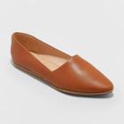 Women's Berit Faux Leather Pointed Toe Ballet Flat Loafers - Universal Thread Cognac 8, Women's, Brown