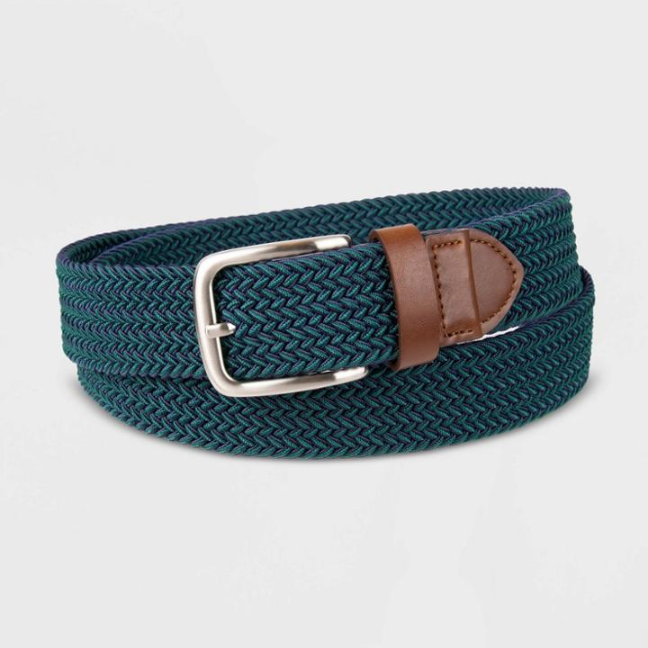 Men's Stretch Web Belt - Goodfellow & Co Navy/green M, Men's, Size: Medium,