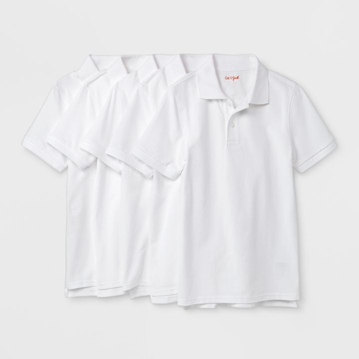 Boys' 5pc Short Sleeve Pique Uniform Polo Shirt - Cat & Jack White